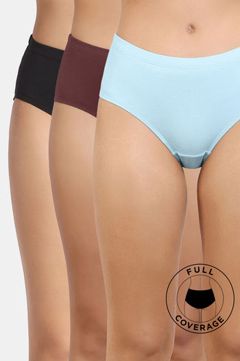 Buy Zivame Medium Rise Full Coverage Hipster Panty (Pack of 3) - Multicolor